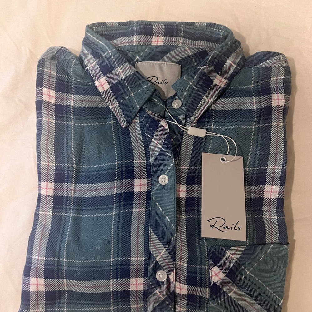 Rails Hunter Plaid Shirt in Rosemary Blue White XS